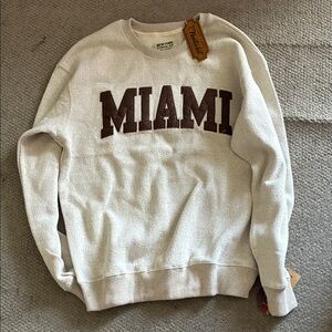 Men's Cream Crewneck Sweater with Miami Print
